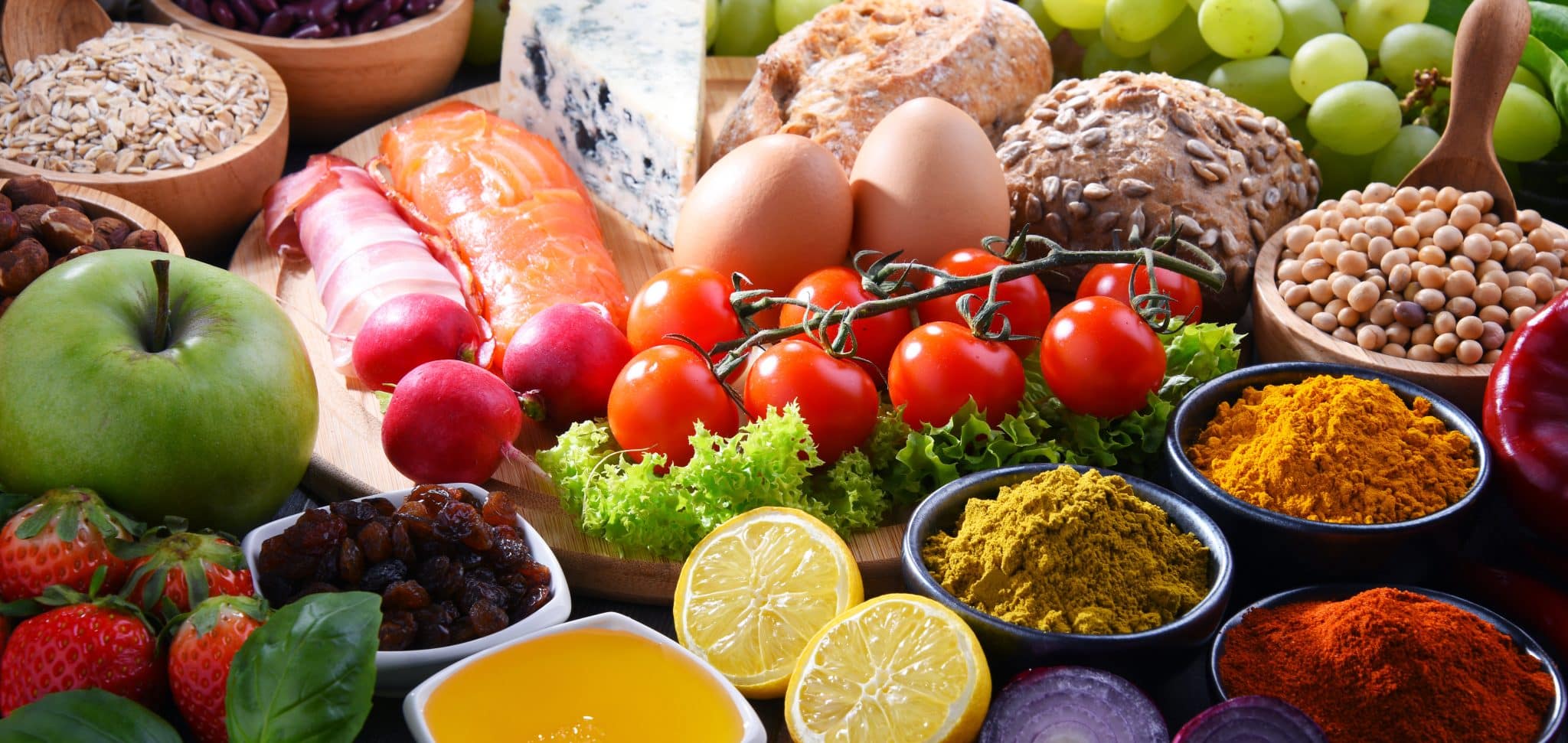 Photo d'une alimentation équilibrée, recommandée dans la polyarthrite, la spondylarthrite, le rhumatisme psoriasique