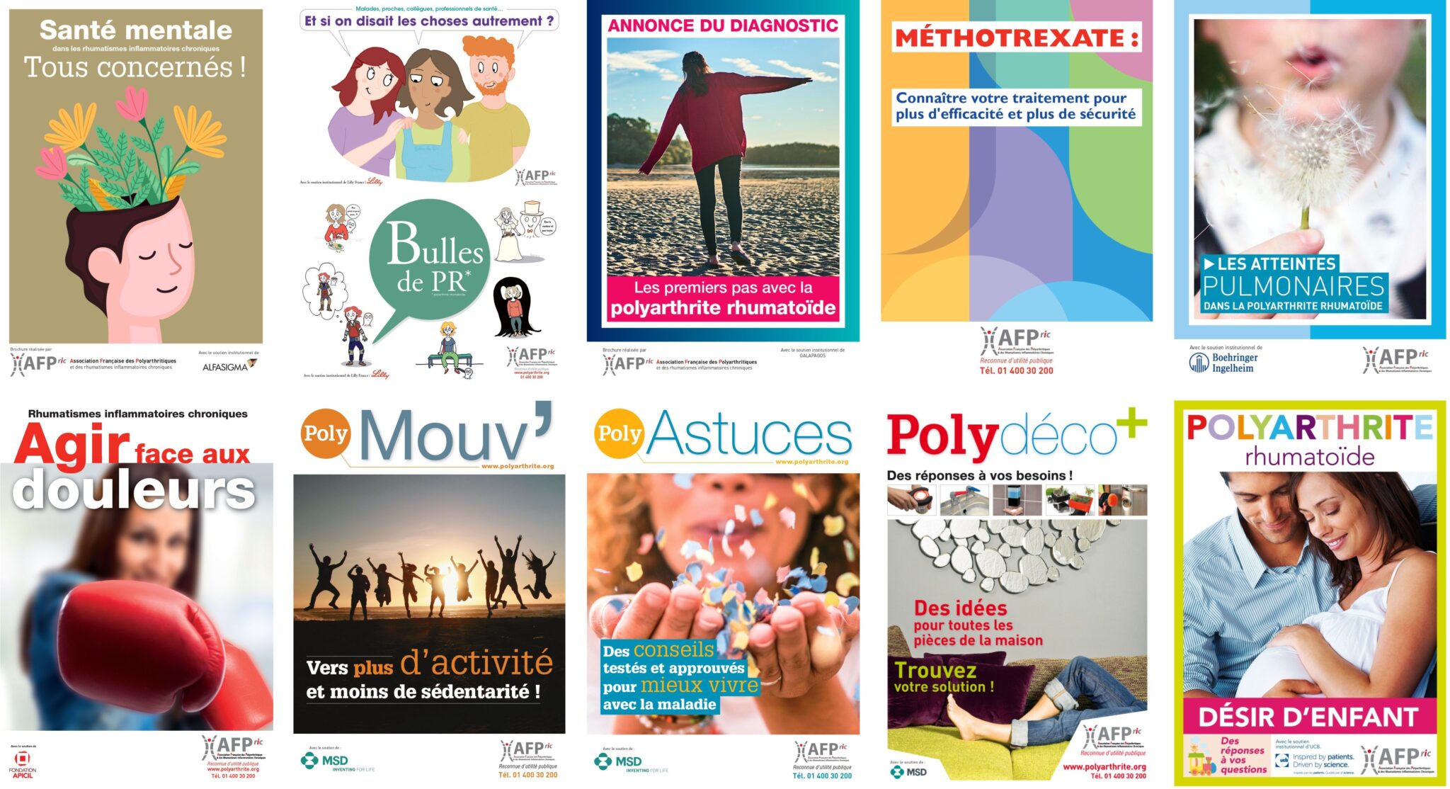 Couvertures des brochures disponibles dans la librairie