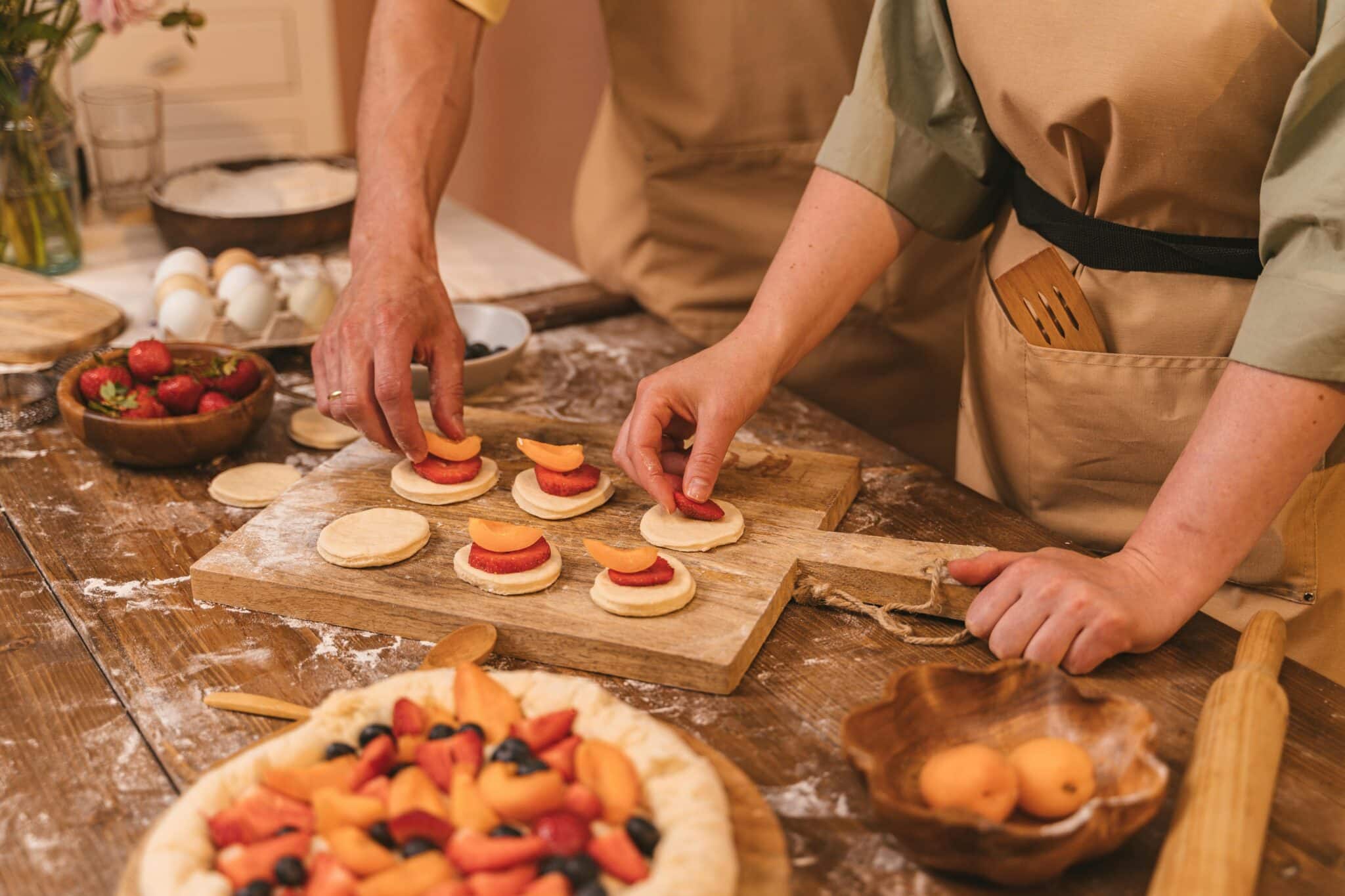 Photo d'atelier de cuisine enseignant à bien gérer son alimentation dans la polyarthrite, spondylarthrite, rhumatisme psoriasique
