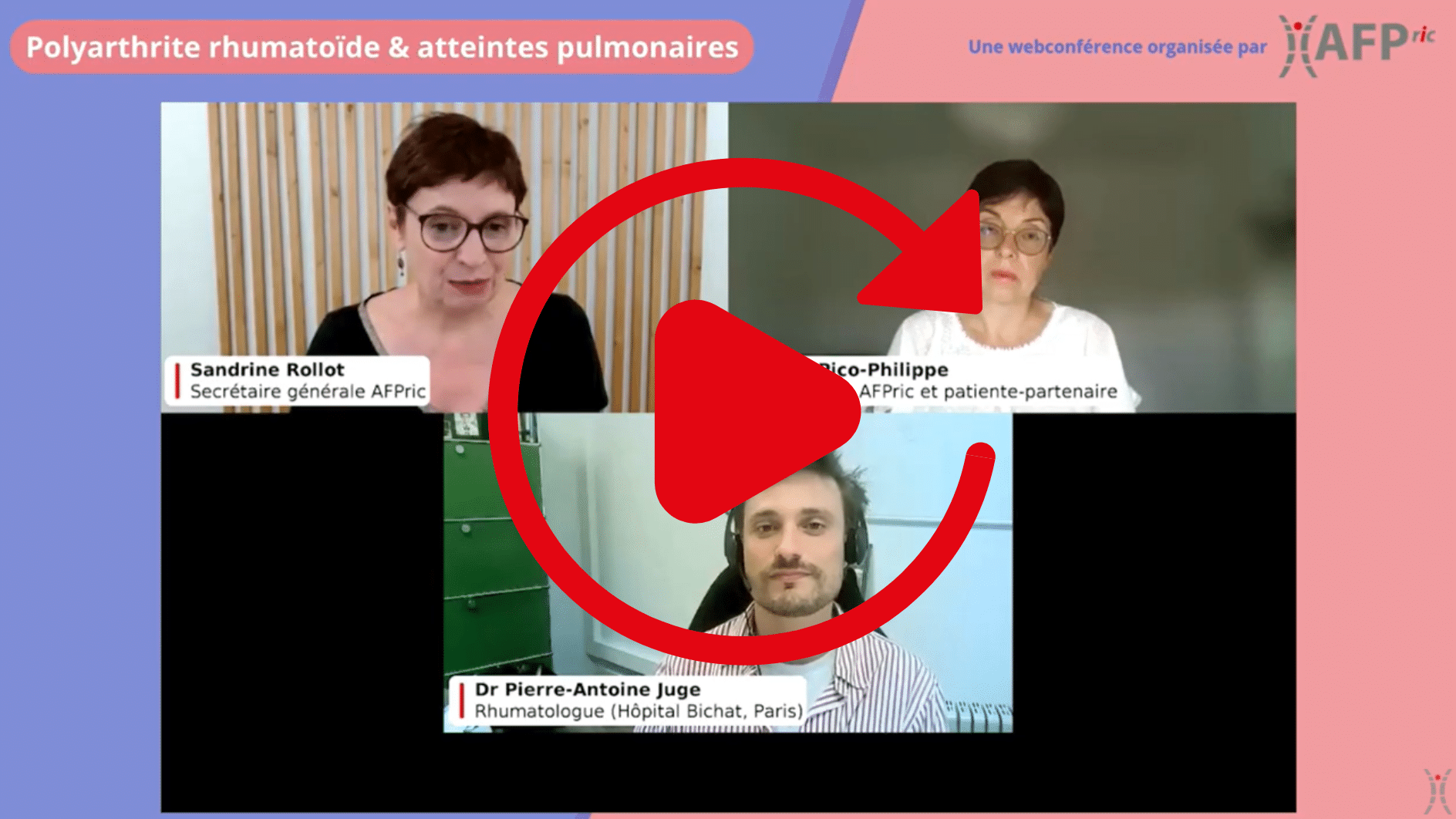 Aperçu de la webconférence sur les atteintes pulmonaires dans la polyarthrite rhumatoïde avec la participation du Dr Juge et d'Irène Pico-Philippe