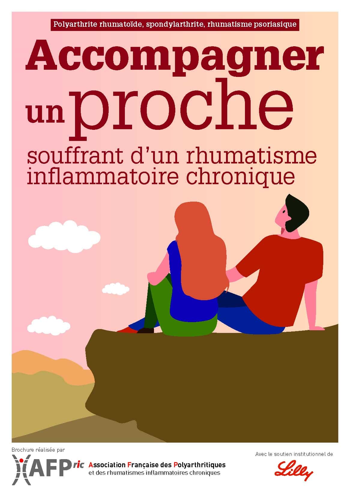 Couverture de la brochure "Accompagner un proche souffrant d'un rhumatisme inflammatoire chronique" de l'AFPric