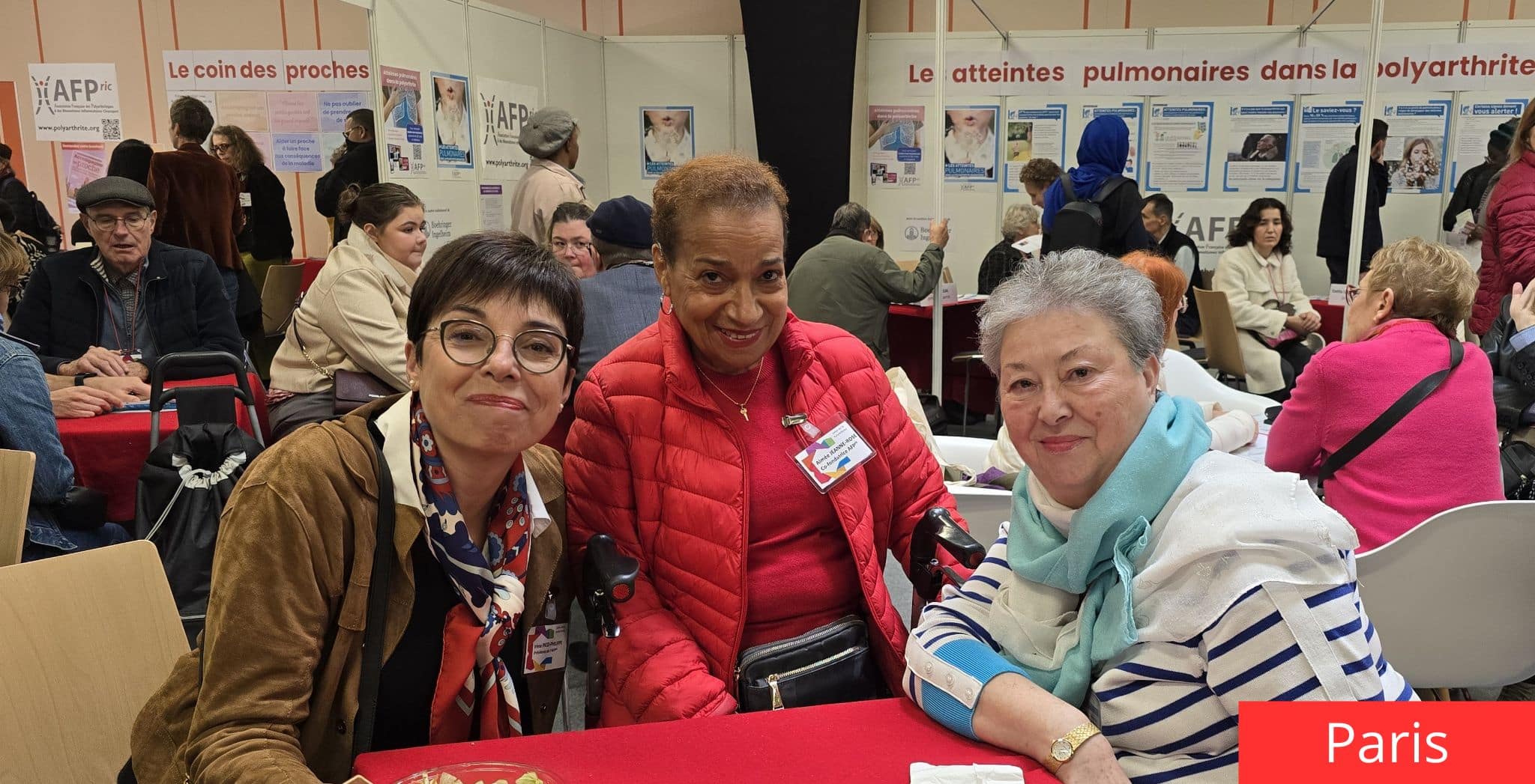 Photo de la présidente et des anciennes présidentes de l'AFPric au Salon de la PolyArthrite 2025