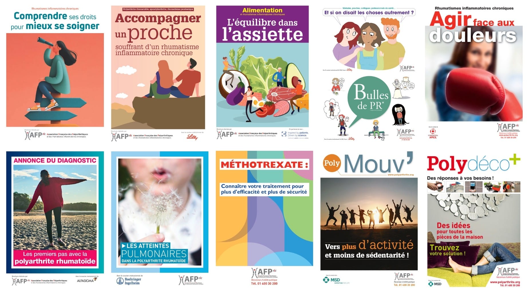 Couvertures des brochures disponibles dans la librairie