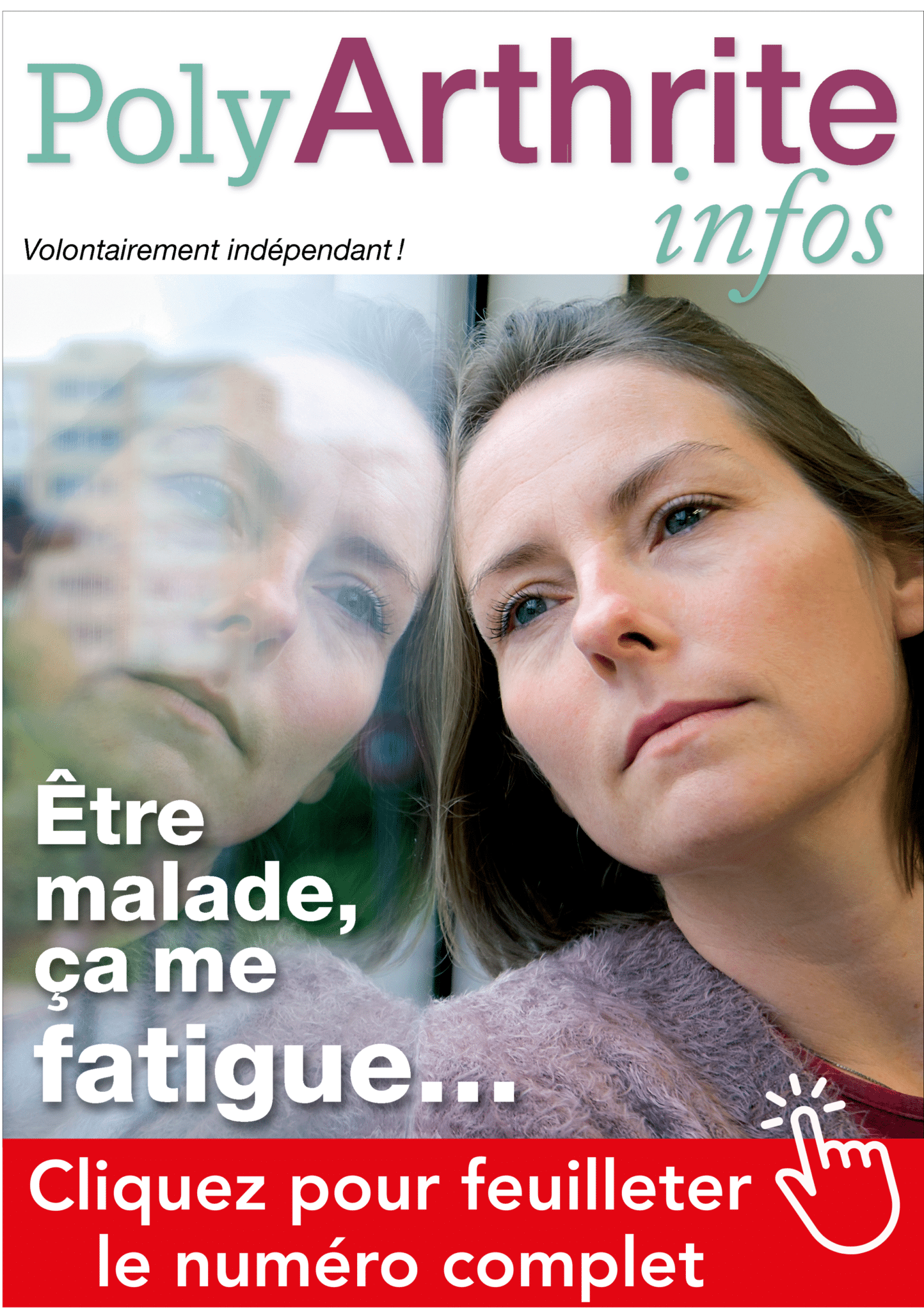 Couverture de la revue PolyArthrite infos, destinées aux patients atteints de rhumatismes inflammatoires chroniques - Page Nos actions