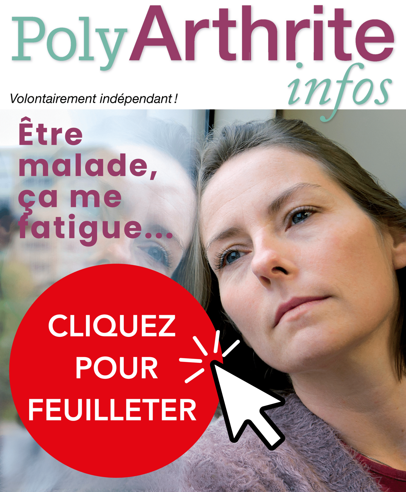 Couverture de la revue PolyArthrite infos, destinées aux patients atteints de rhumatismes inflammatoires chroniques - Page Nos actions