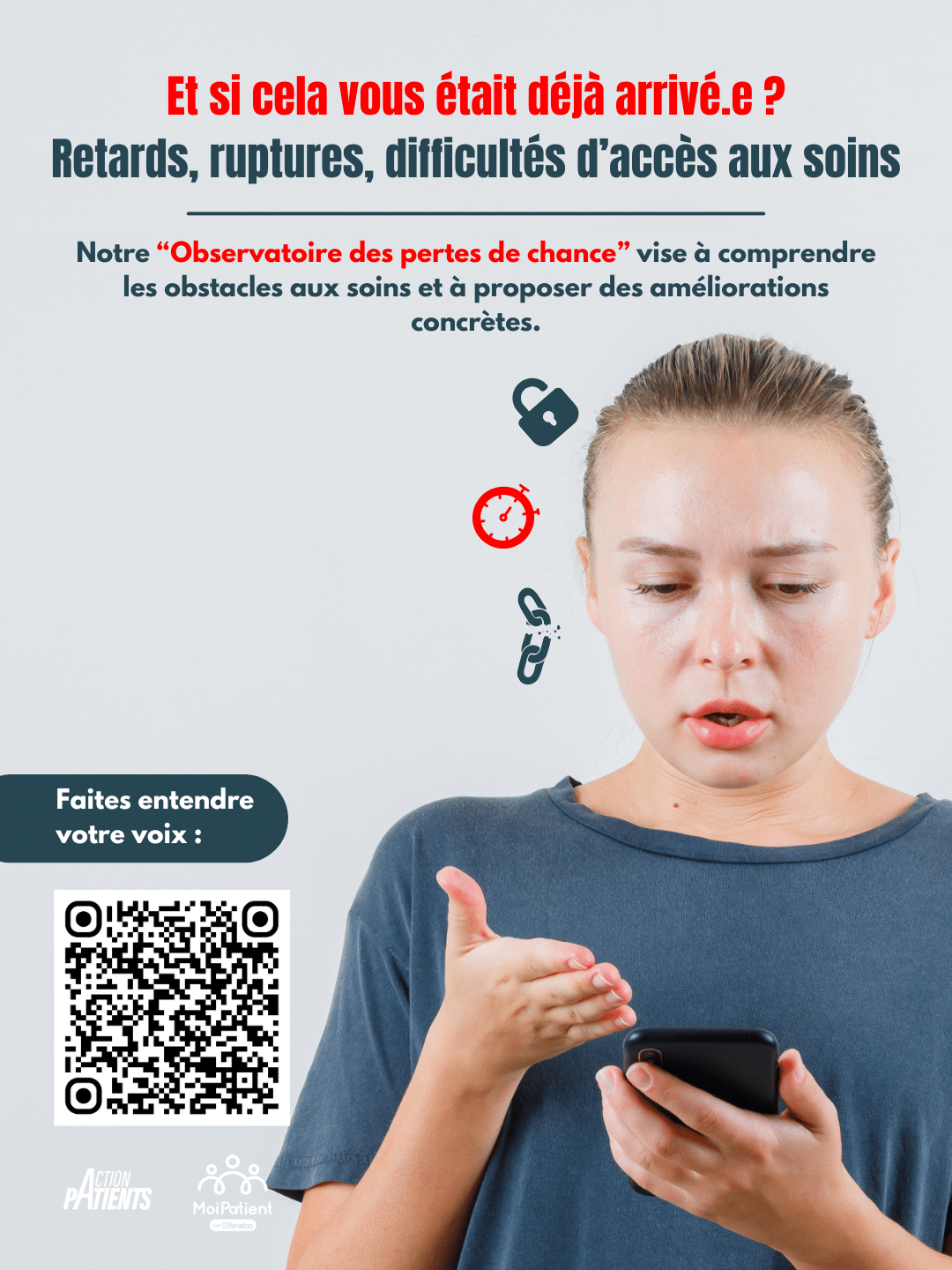 Visuel de l'Observatoire national des "pertes de chances" lancé par le collectif interassociatif Action Patients